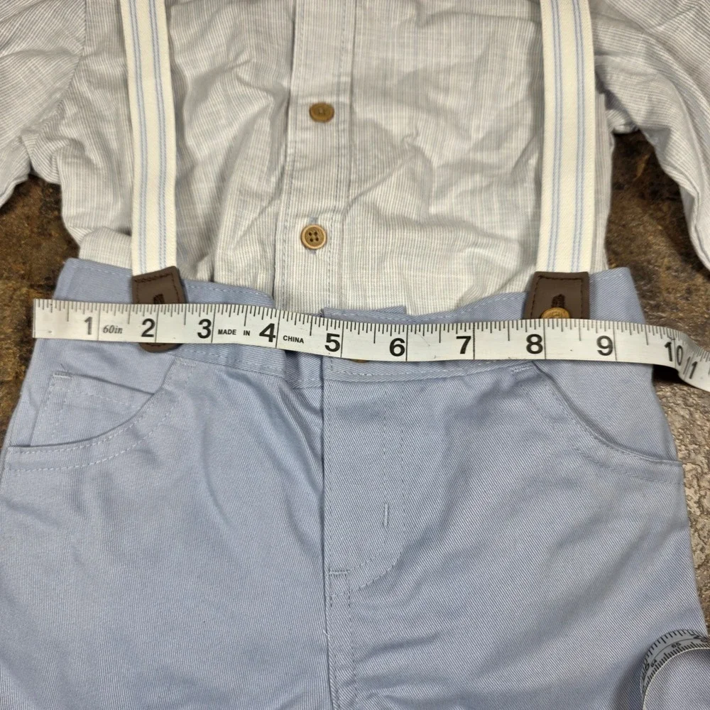 Carters Child of Mine 24M Boys 3-Piece Suspenders Bodysuit Pants Set Blue New
